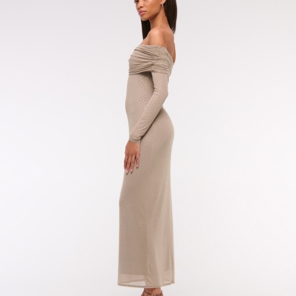 Elegant Gray Off-Shoulder Dress